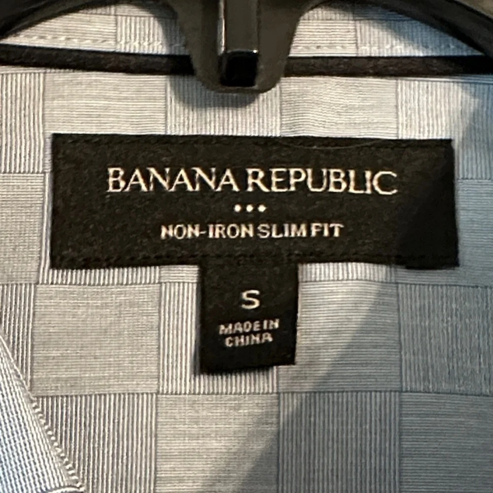 Banana Republic Slim Fit Dress Shirt – Men’s‎ S, Blue Check, Non-Iron